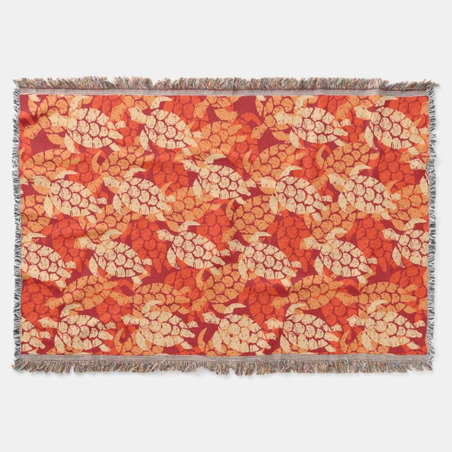 Honu Sea Turtle Hawaiian Aloha - Papaya Throw Blanket (Front)