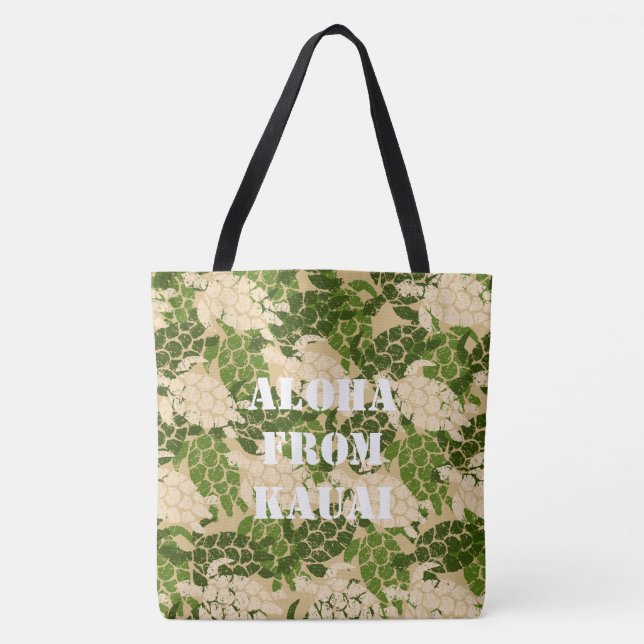 Honu Sea Turtle Hawaiian Monogram Aloha Beach Bag (Front)