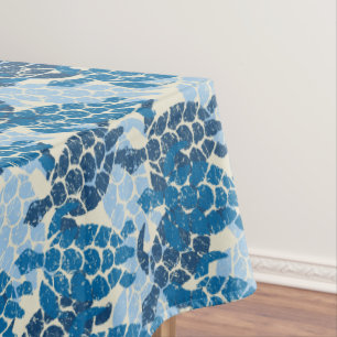Honu Sea Turtle Hawaiian Tapa -Indigo Tablecloth