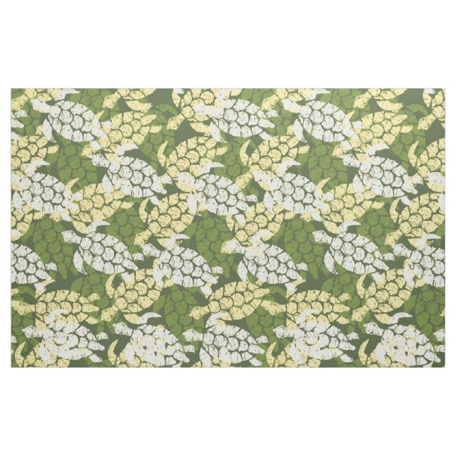 Honu Sea Turtle Hawaiian Tapa -Olive Fabric (Fat Quarter)
