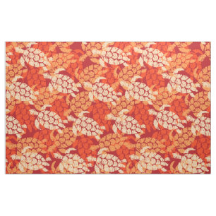 Honu Sea Turtle Hawaiian Tapa -Orange Fabric