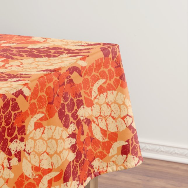 Honu Sea Turtle Hawaiian Tapa -Papaya Tablecloth (In Situ)