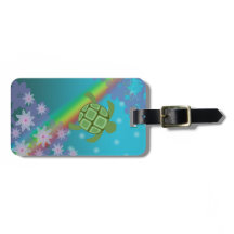 Honu Sea Turtle Tropical Swim Rainbow and Flowers