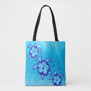 Honu Sea Turtles Flowers Tote Bag