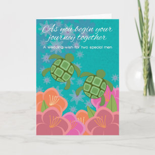 Honu Swimming Turtles Gay Wedding Congratulations Card