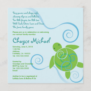 Honu Swirls with Poem Baby Shower Invitation