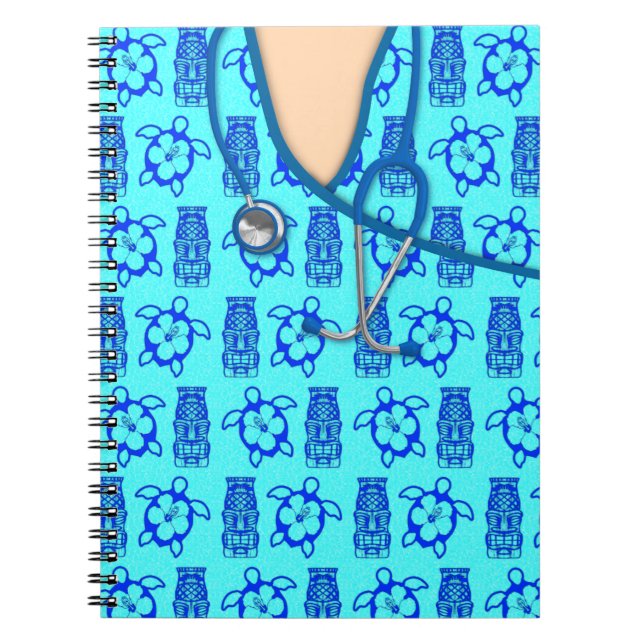 Honu Tiki Island Medical Scrubs Notebook (Front)