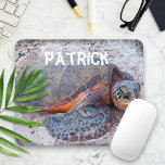 Honu Tropical Hawaii Sea Turtle Photo Custom Name Mouse Mat<br><div class="desc">Hawaiian sea turtles certainly know how to relax in the sun. Drift back to the warm breezes of the Hawaiian Islands with this calming and colourful photography personalised name mousepad. Just type in the personalised name of your choice and you can easily customise this mousepad. I also offer customisation on...</div>