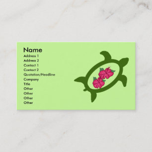 Honu with hibiscus flowers business cards