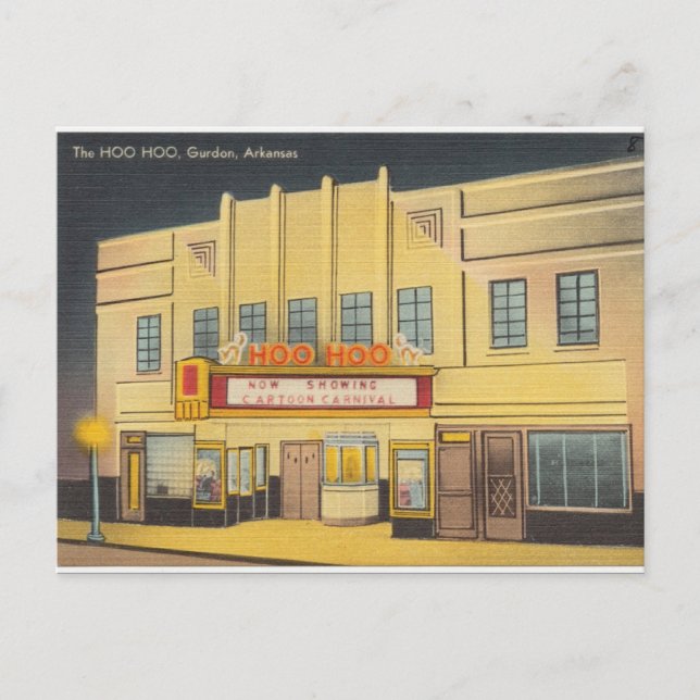 Hoo Hoo Theatre, Gudon, Arkansas Postcard (Front)