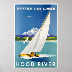 Hood River Art Oregon Travel Poster Sailing Print