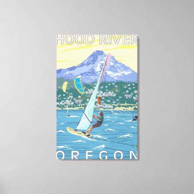 Hood River, ORWind Surfers & Kite Boarders Canvas Print (Front)
