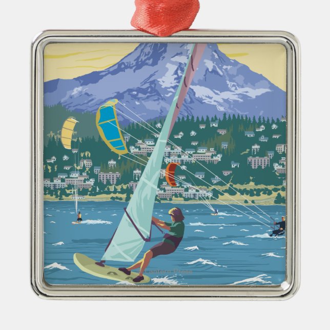 Hood River, ORWind Surfers & Kite Boarders Metal Tree Decoration (Front)