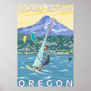Hood River, ORWind Surfers & Kite Boarders Poster