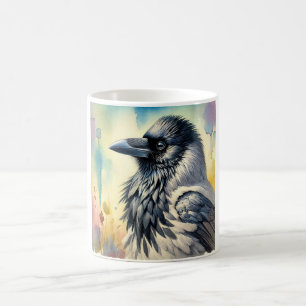 Hooded Crow in a Serene Landscape 260824AREF151 - Coffee Mug