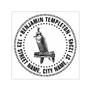 Hooded Falcon Bird of Prey Name Return Address Self-inking Stamp
