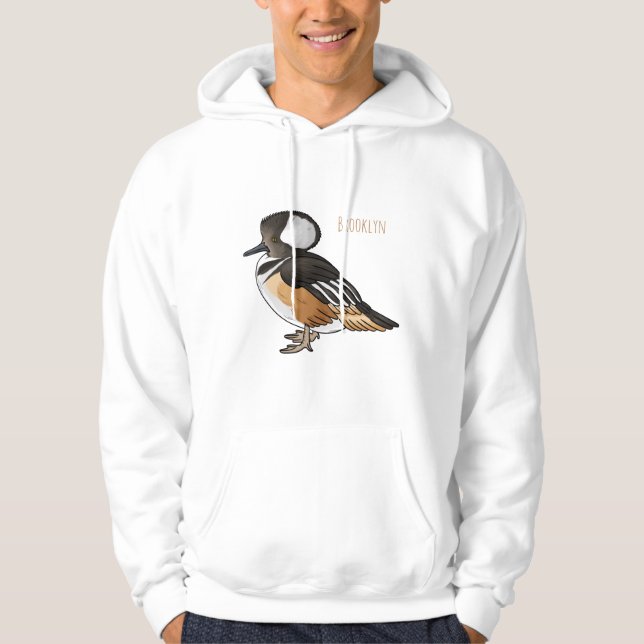  Hooded merganser bird cartoon illustration Hoodie (Front)