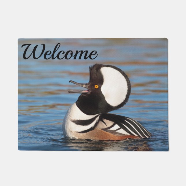 Hooded Merganser Calling Doormat (Front)