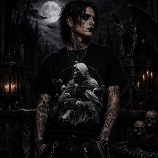 Hooded Skeleton with Birds T-Shirt