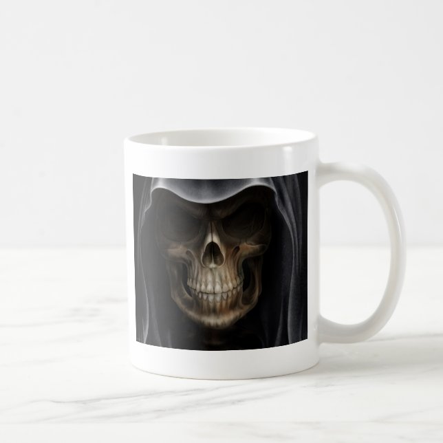 Hooded Skull - Grim Reaper Coffee Mug (Right)
