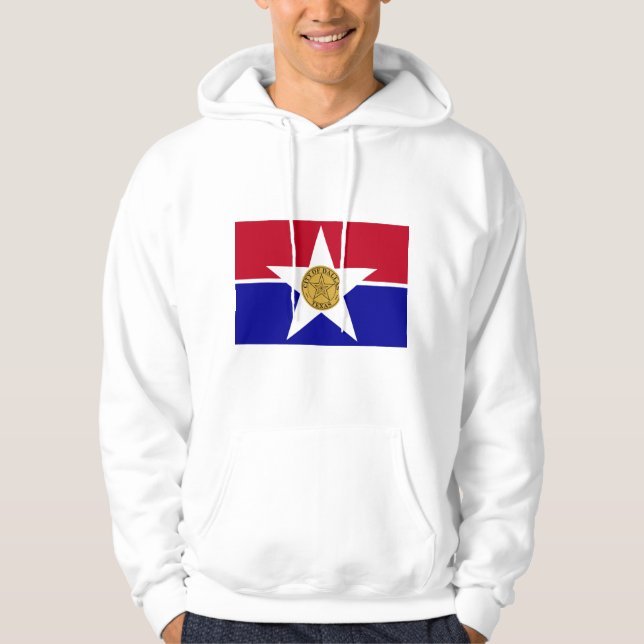 Hooded Sweatshirt with Flag of Dallas, USA (Front)