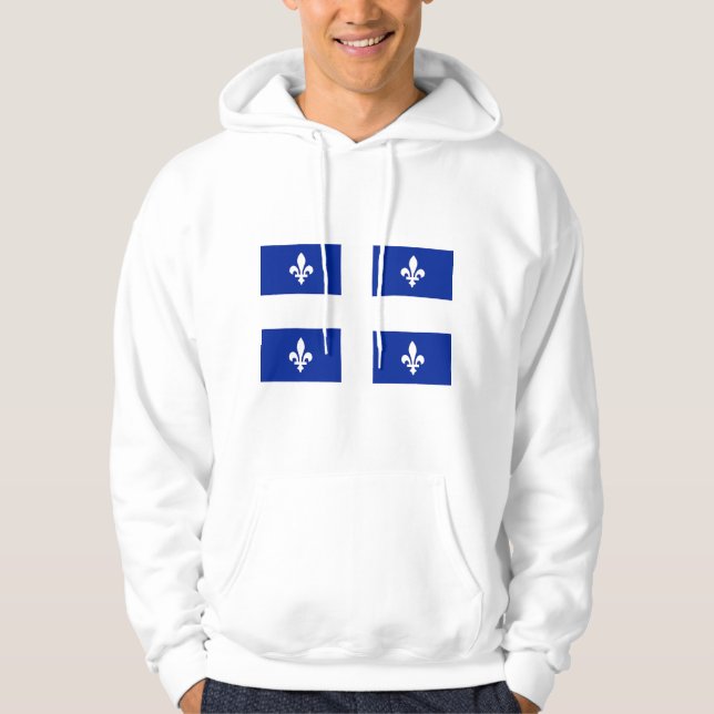 Hooded Sweatshirt with Flag of Quebec, Canada (Front)