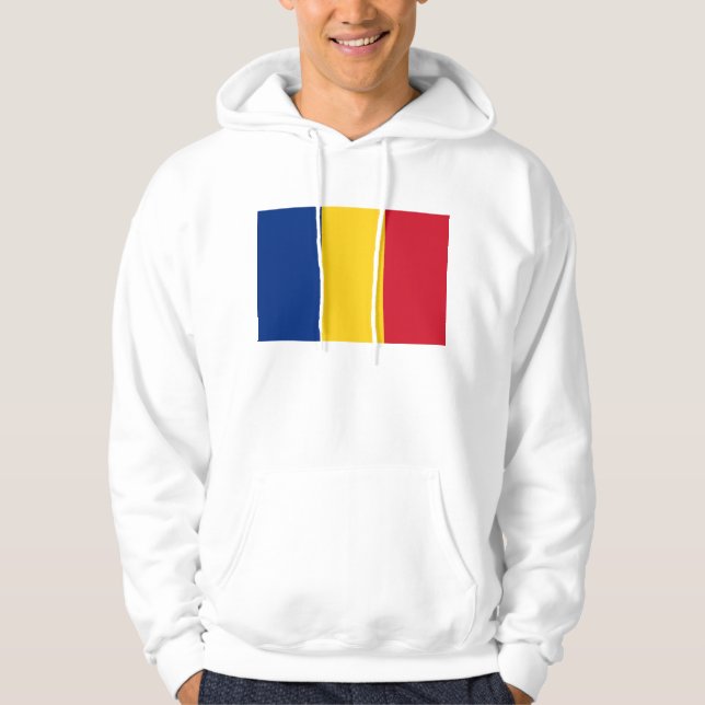 Hooded Sweatshirt with Flag of Romania (Front)