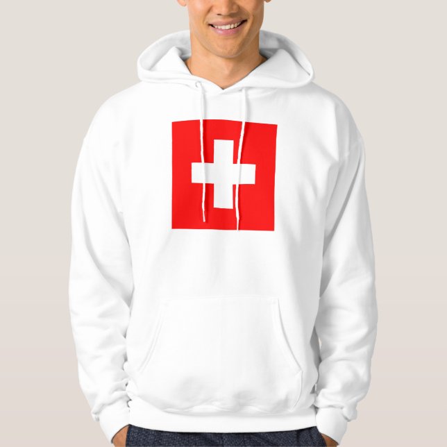Hooded Sweatshirt with Flag of Switzerland (Front)
