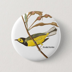 Hooded Warbler, Audubon, Birdwatcher Birder, Bird 6 Cm Round Badge
