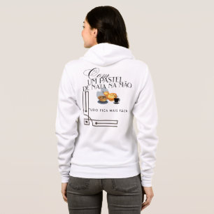 Hoodie com um pastel de nata