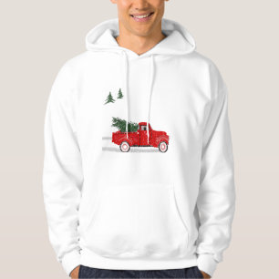 Hoodie, Little Red Truck With Christmas Tree Hoodie