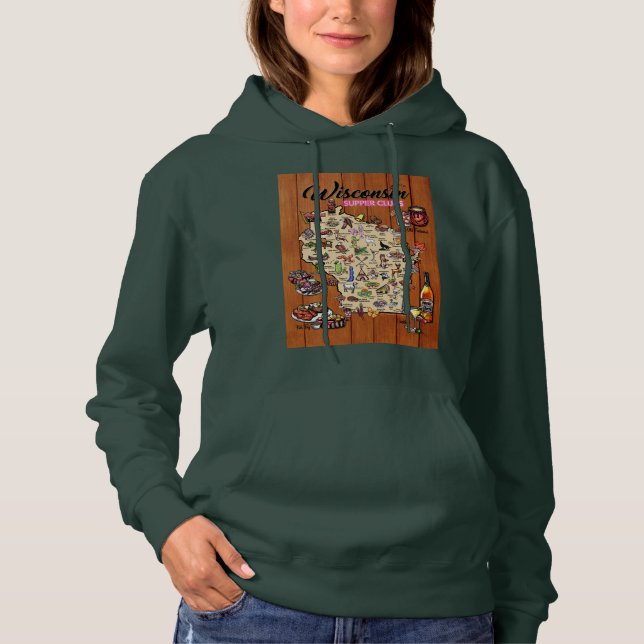Hoodie Unisex- Wisconsin Supper Club Map (Front)