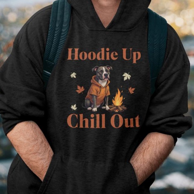 Hoodie Up, Chill Out Funny Autumn Pit Bull (Creator Uploaded)