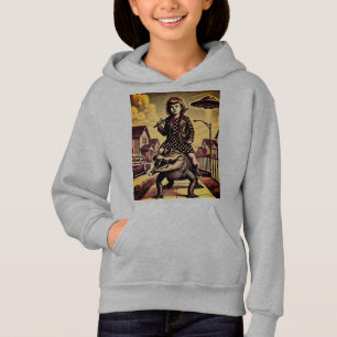 hoodie with little girl and alligator on it