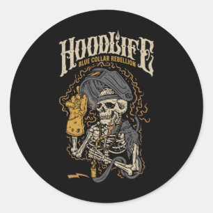 Hoodlife Blue Collar Rebellion Halloween Classic Round Sticker