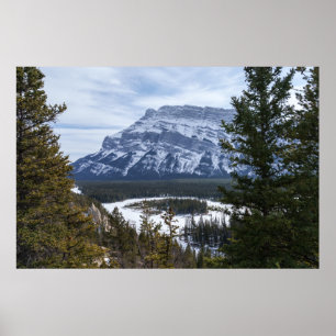 Hoodoos and Snowy Tunnel Mountain, Alberta Poster