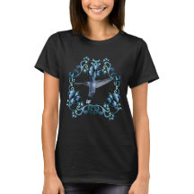Hoody with hummingbird in blue flower ring
