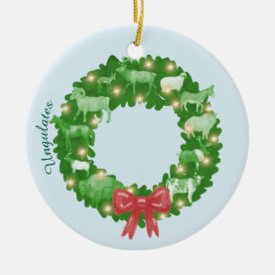 Hoofed Animal Christmas Wreath Ornament