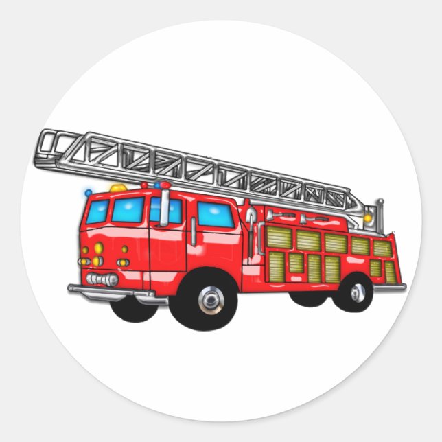 Hook and Ladder Fire Engine Classic Round Sticker (Front)