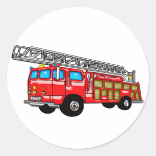 Hook and Ladder Fire Engine Classic Round Sticker