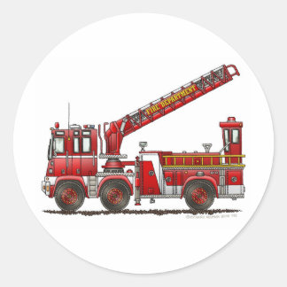 Hook and Ladder Fire Truck Classic Round Sticker