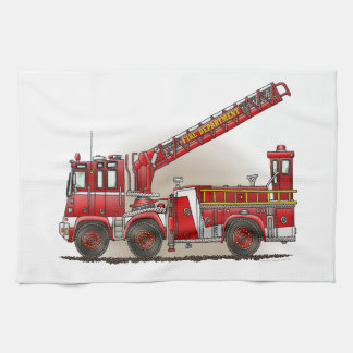 Hook and Ladder Fire Truck Tea Towel