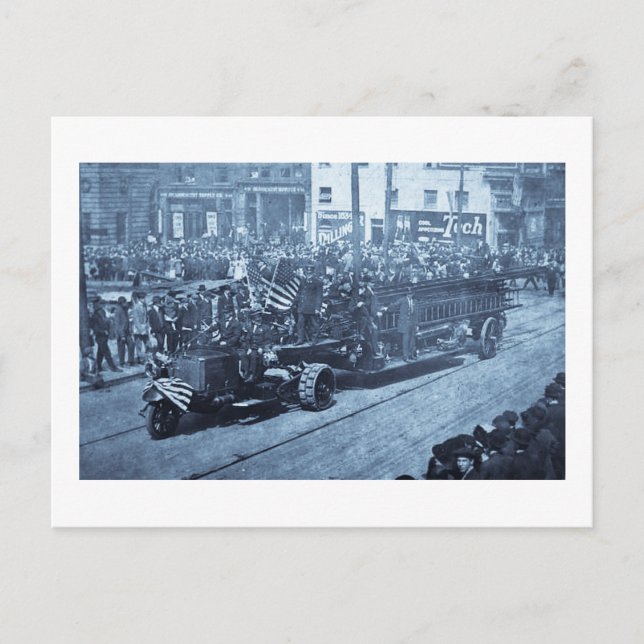 Hook and Ladder on Parade - Vinatge Postcard (Front)