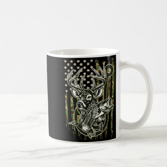 Hook Antler Heart Love Fishing Hunting Fish Deer H Coffee Mug (Right)