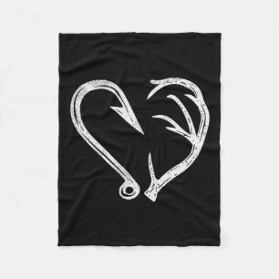 Hook Antler Heart Love Fishing Hunting Fish Deer H Fleece Blanket