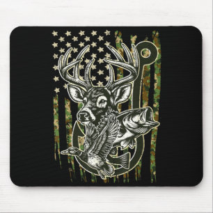 Hook Antler Heart Love Fishing Hunting Fish Deer H Mouse Mat