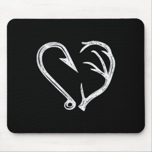 Hook Antler Heart Love Fishing Hunting Fish Deer H Mouse Mat