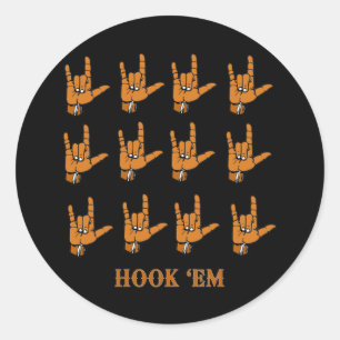 Hook Em Classic Round Sticker