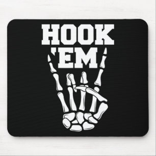 Hook em Skeleton Horns Halloween 2 Mouse Mat