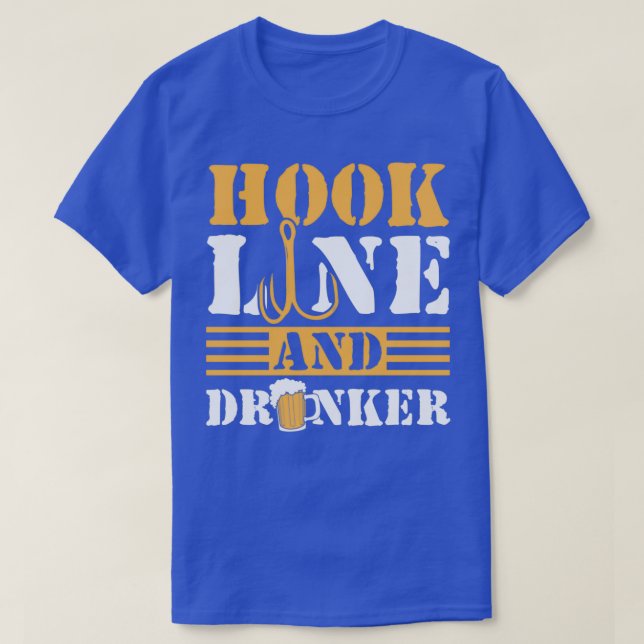Hook Line And Drinker Fishing Funny Dad Fishing Ge T-Shirt (Design Front)